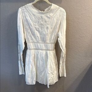 FREE PEOPLE Ivory Embroidered Long Sleeve Dress